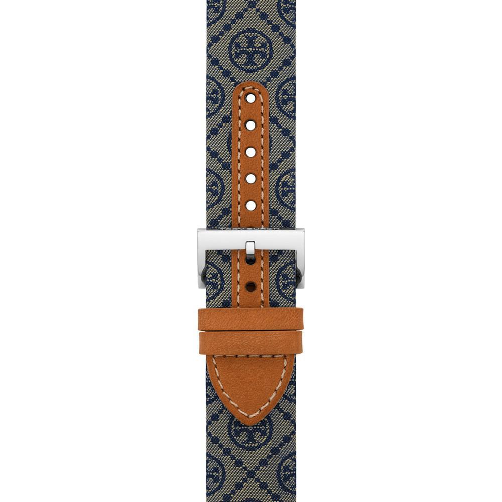 商品Tory Burch|T Monogram Interchangeable Blue Fabric & Luggage Leather Band For Apple Watch® 38mm/40mm,价格¥846,第7张图片详细描述