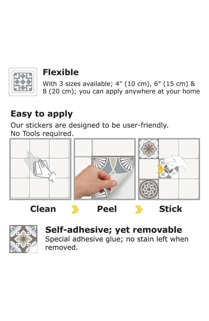 Limestone 72-Piece Tile Sticker Set 商品