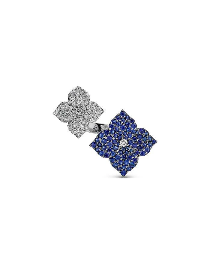 商品Piranesi|18K White Gold Double Fiore Ring with Blue Sapphire and Diamonds,价格¥56839,第1张图片详细描述