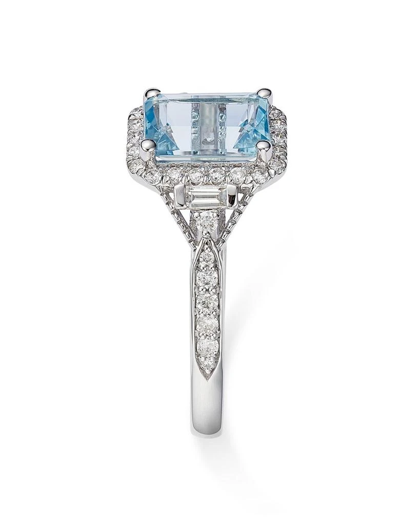 Aquamarine & Diamond Halo Ring in 14K White Gold 商品