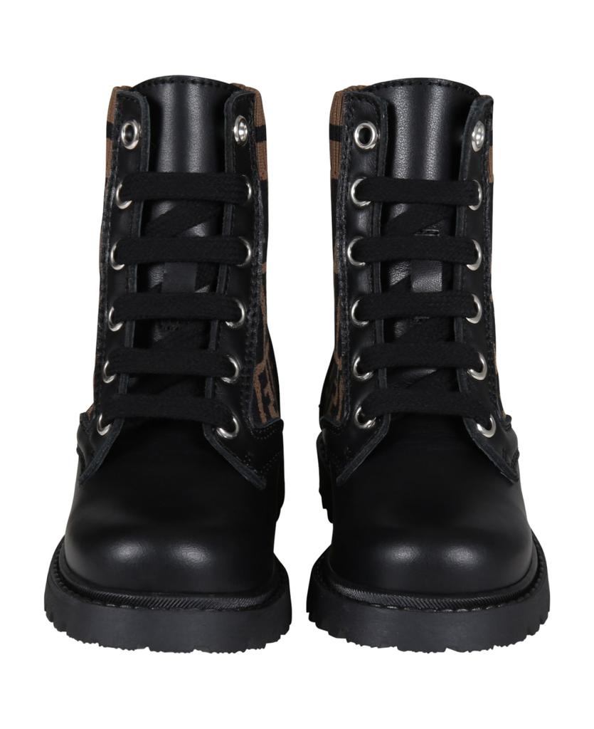 Black Boots For Kids With Double Ff商品第2张图片规格展示