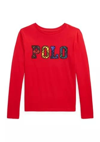 商品Ralph Lauren|Lauren Childrenswear Girls 7 16 Plaid Logo Cotton Long Sleeve T Shirt,价格¥188,第1张图片