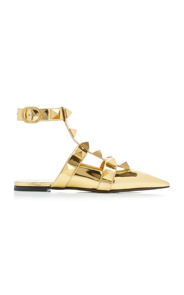 Valentino - Women's Valentino Garavani Roman Stud Metallic Leather Flats  - Gold - IT 37 - Moda Operandi商品第1张图片规格展示