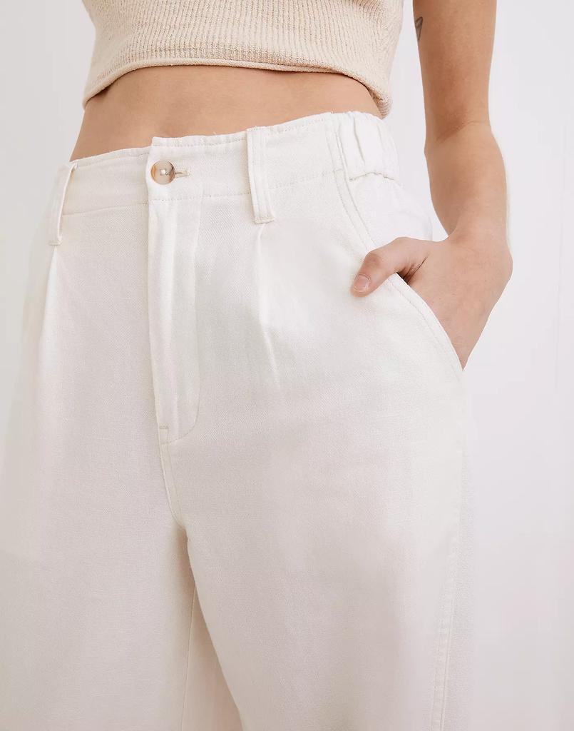 商品Madewell|Cotton-Linen Pleated Wide-Leg Pants,价格¥502,第6张图片详细描述