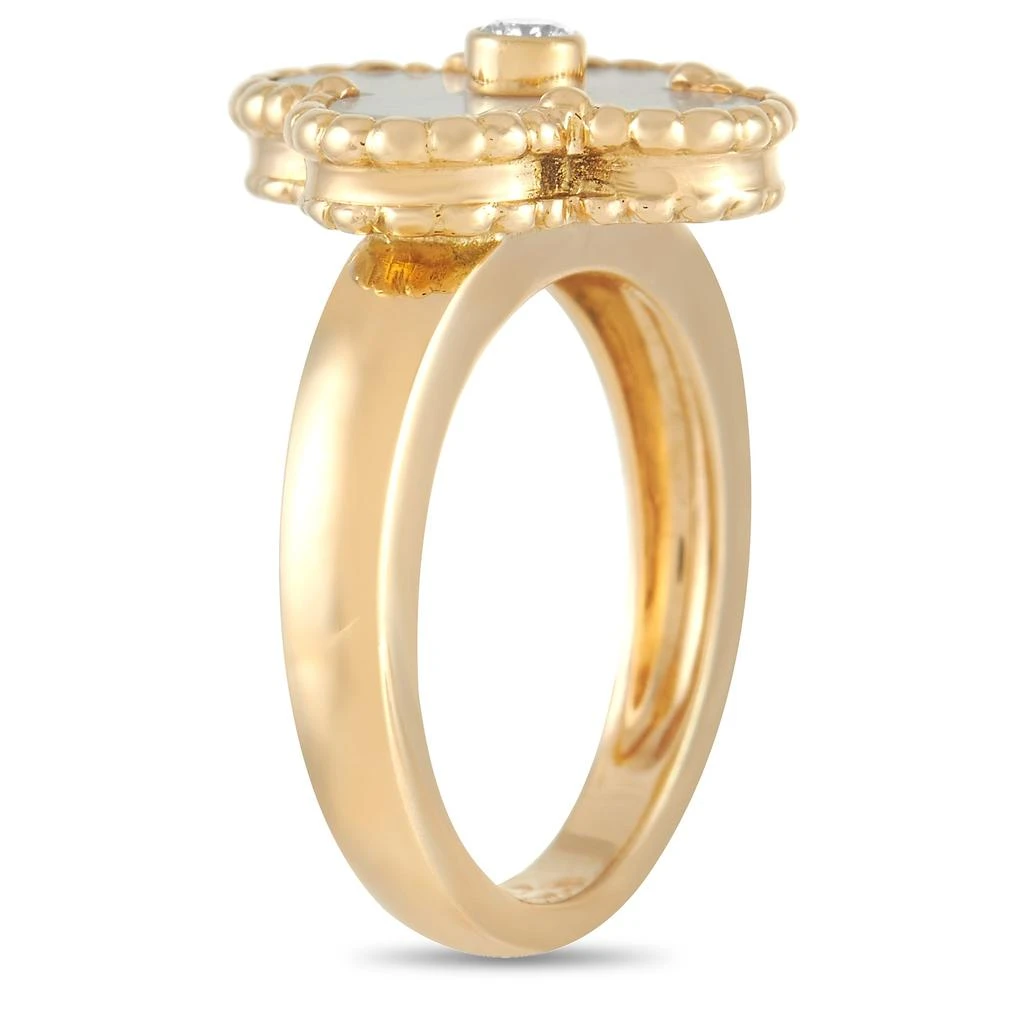 商品[二手商品] Van Cleef & Arpels|Van Cleef & Arpels Alhambra 18K Yellow Gold Diamond and Mother of Pearl Ring,价格¥23625,第2张图片详细描述