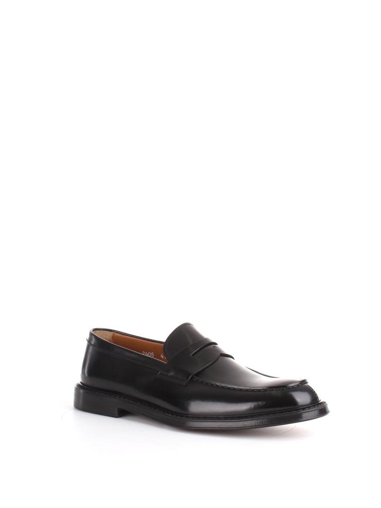 Doucal's Men's  Black Leather Loafers商品第2张图片规格展示