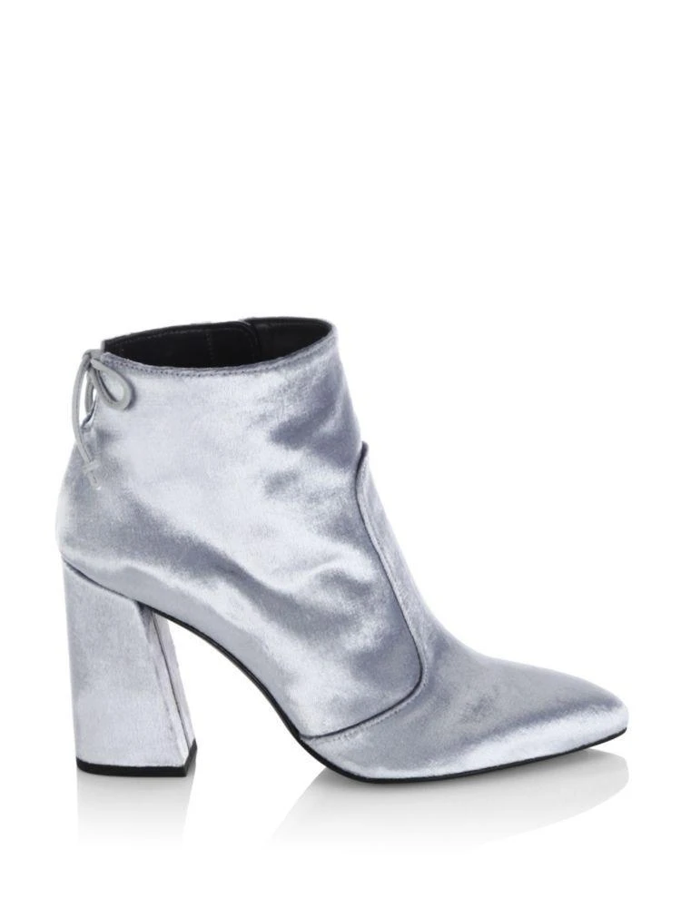 商品Stuart Weitzman|Grandiose Back-Tie Velvet Block Heel Booties,价格¥710,第5张图片详细描述