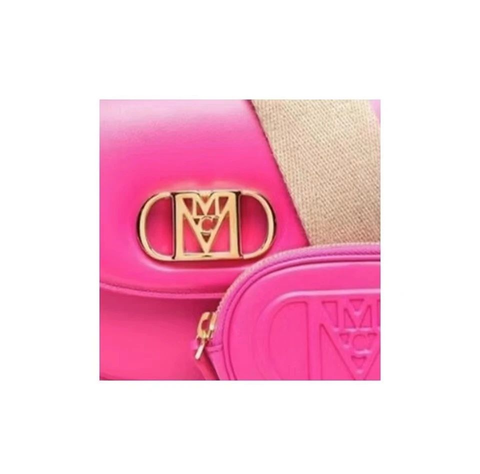 MCM Mode Travia 环形Logo可拆卸调节肩带 羊皮革半月包子母包单肩斜挎包 迷你 女款 紫色MWRCALD02QR001-FUCHSIA PURPLE 商品