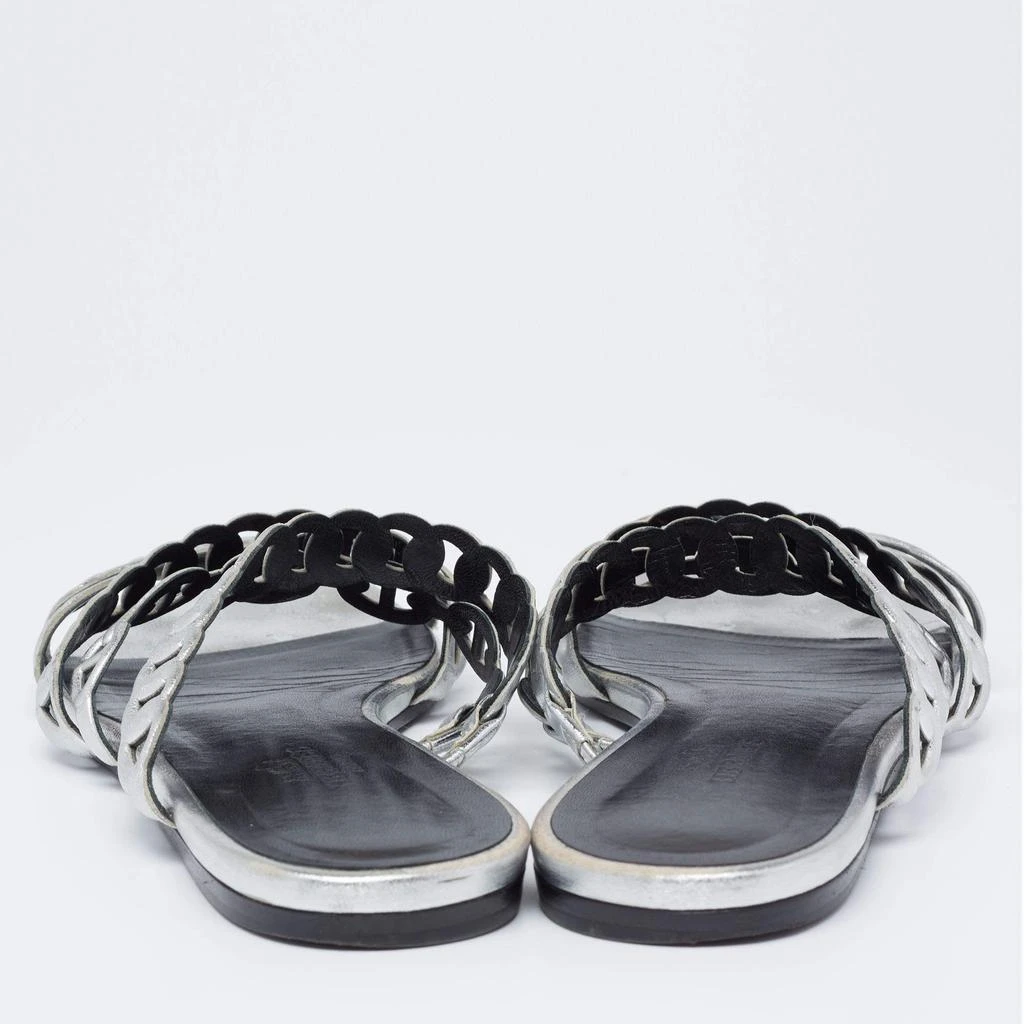 商品[二手商品] Hermes|Hermes Silver Leather  D'ancre Chaine Flat Sandals Size 36,价格¥1454,第5张图片详细描述