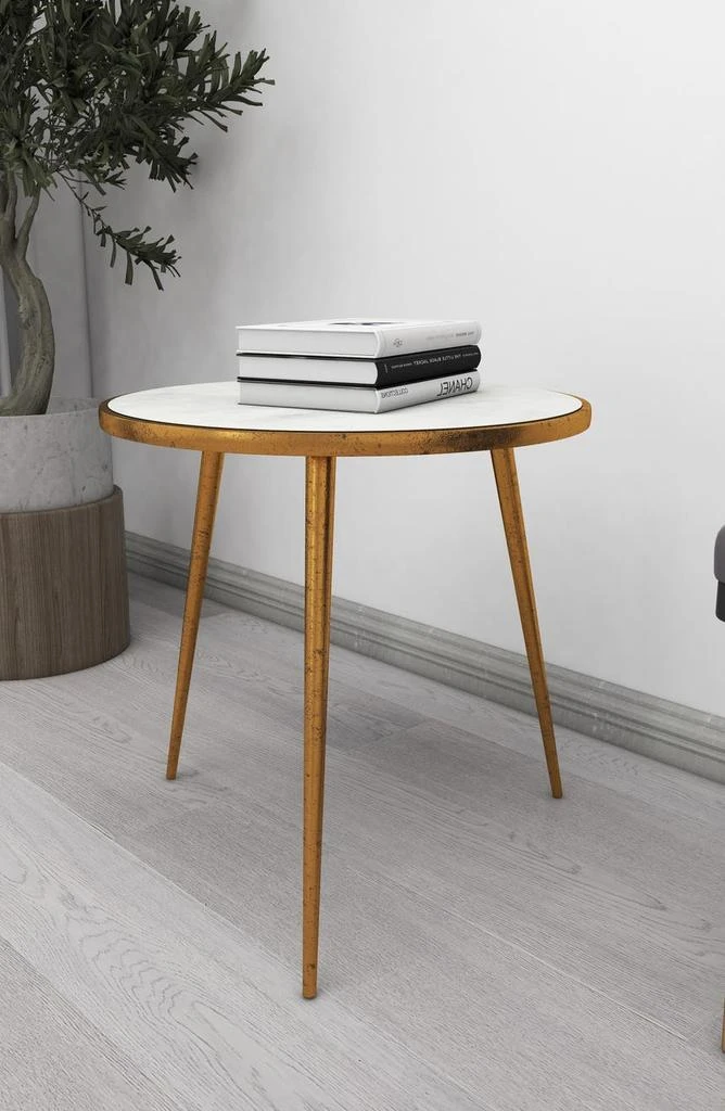 Goldtone Marble Accent Table 商品
