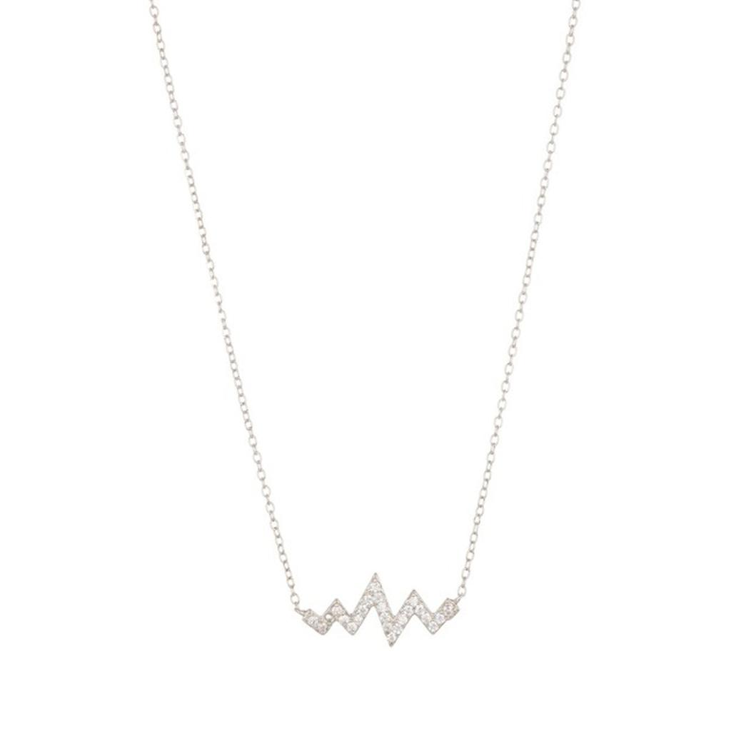 Adornia Heartbeat Zigzag Necklace silver Swarovski crystal商品第1张图片规格展示