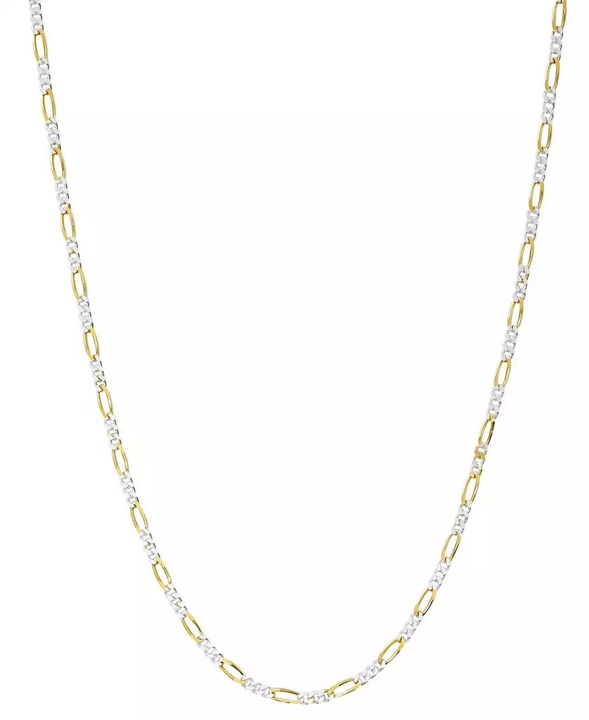 商品Giani Bernini|Giani Bernini Figaro Link 20" Chain Necklace in Sterling Silver & 18k Gold-Plated, Created for Macy's,价格¥535,第1张图片