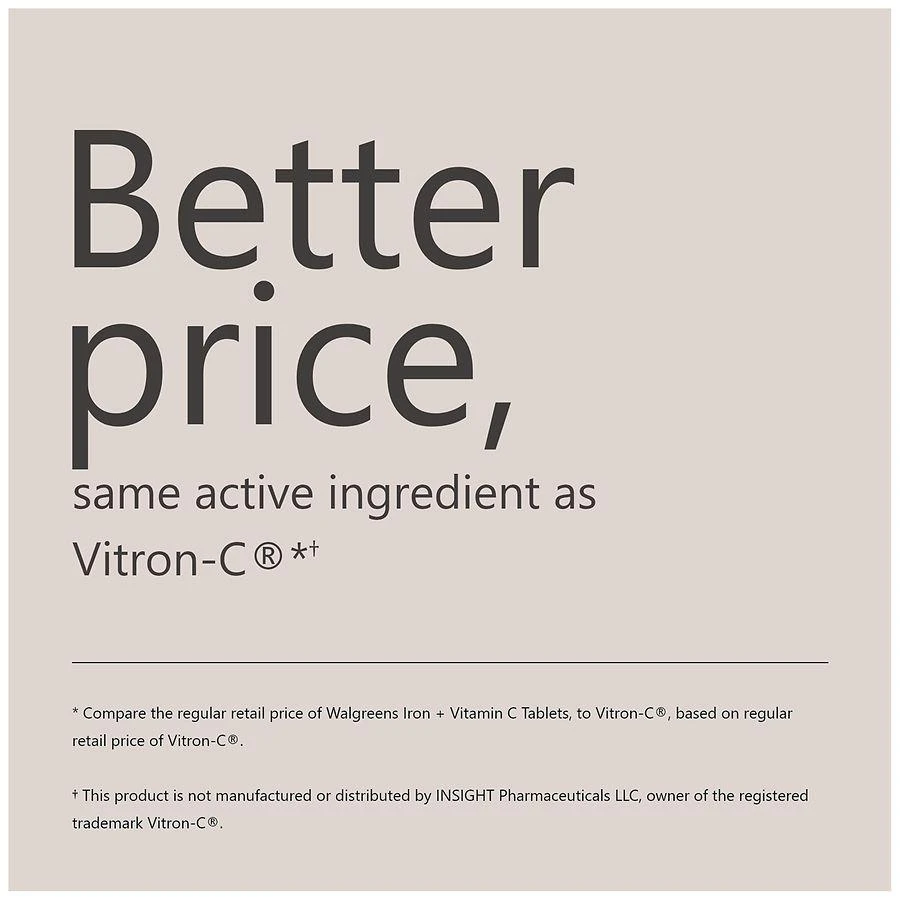 商品Walgreens|Iron 65 mg + Vitamin C Tablets,价格¥97,第5张图片详细描述