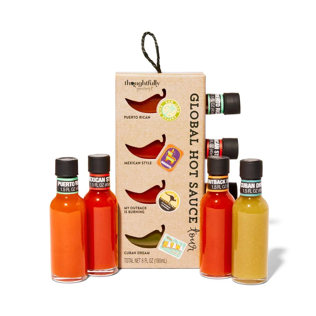 商品Thoughtfully|Gourmet, Hot Sauces To Go: Global Edition Gift Set, Set of 4,价格¥183,第1张图片