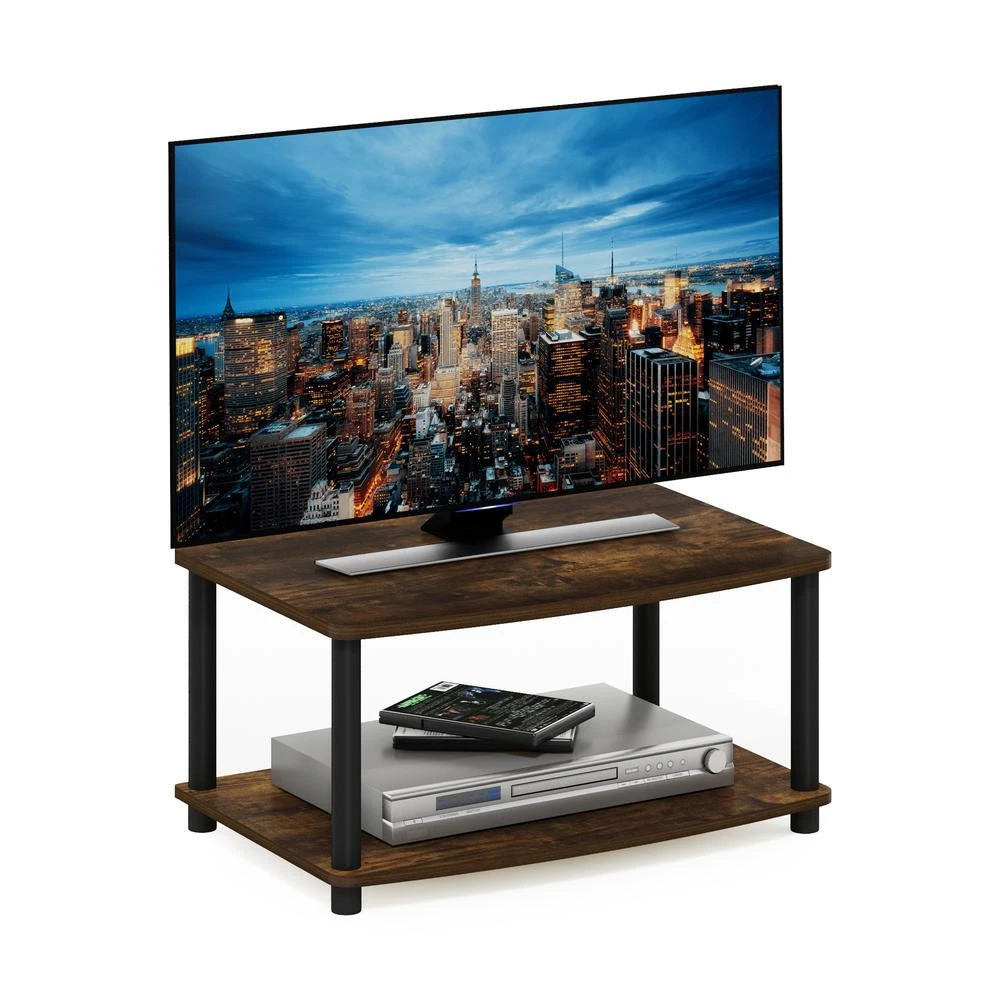 商品Furinno|Turn-N-Tube No Tools 2-Tier Elevated TV Stands, Amber Pine/Black,价格¥457,第4张图片详细描述