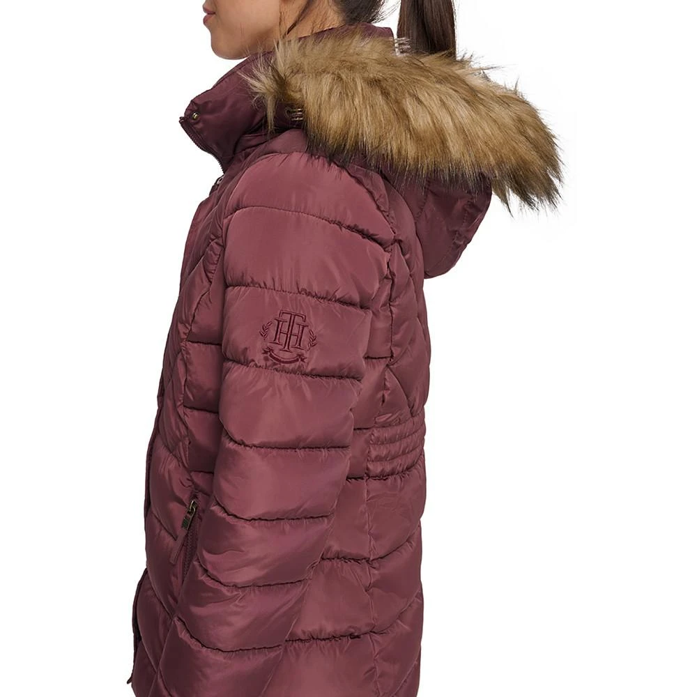 Tommy Hilfiger Women's Bibbed Faux-Fur-Trim Hooded Puffer Coat, Created for Macy's 4
