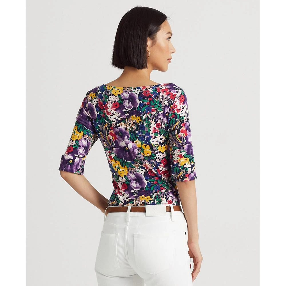 商品Ralph Lauren|Women's Floral Stretch Cotton Boatneck T-Shirt,价格¥151,第2张图片详细描述