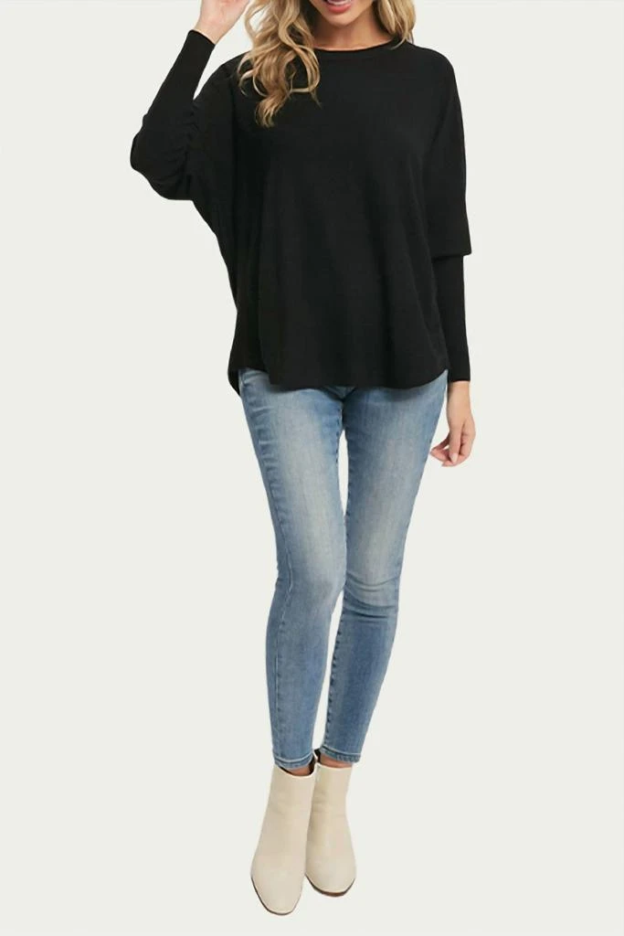 商品BluIvy|Slouchy Dolman Crewneck Pullover In Black,价格¥336,第1张图片