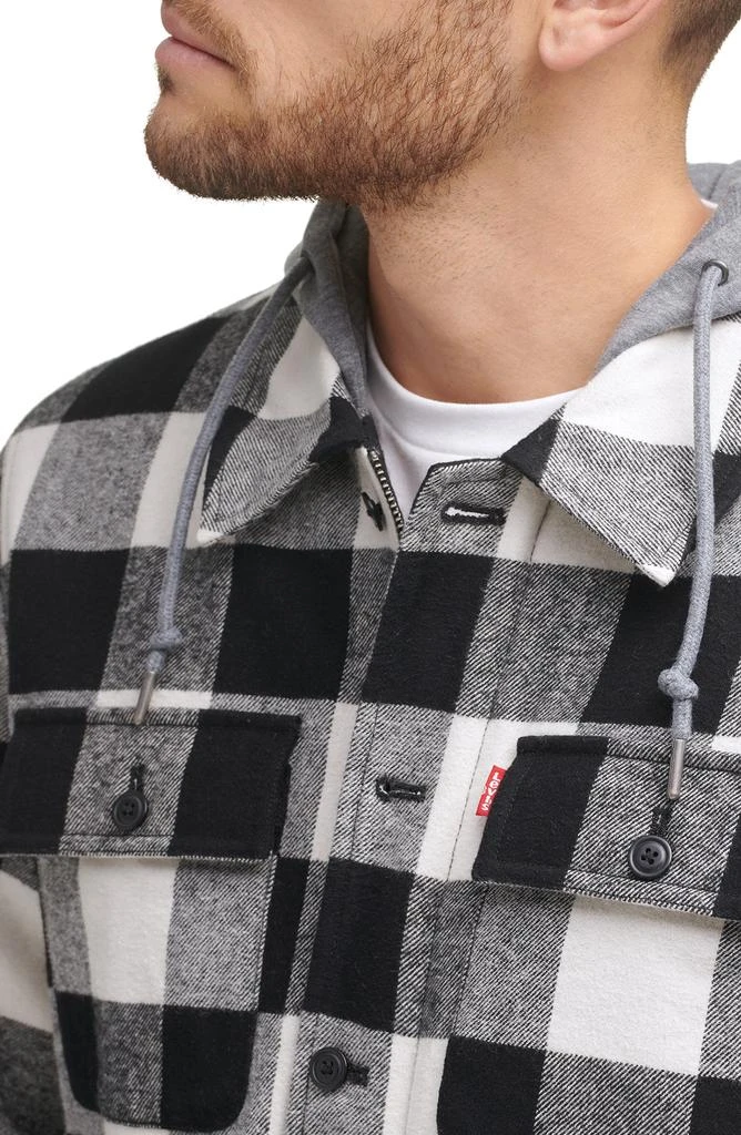 商品Levi's|Plaid Faux Shearling Lined Jersey Hood Shirt Jacket,价格¥569,第3张图片详细描述
