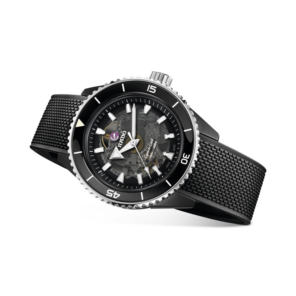 Men's Swiss Automatic Captain Cook Black Rubber Strap Watch 43mm商品第2张图片规格展示