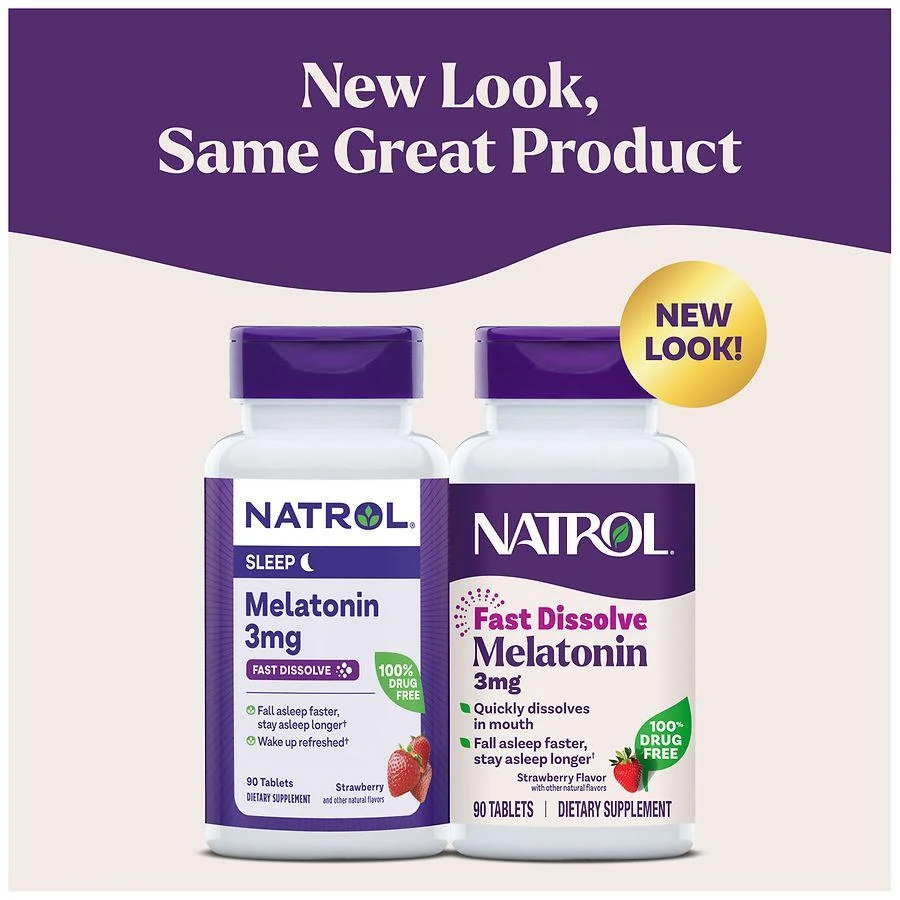 商品Natrol|褪黑素速溶片3mg 草莓味 90粒,价格¥74,第2张图片详细描述