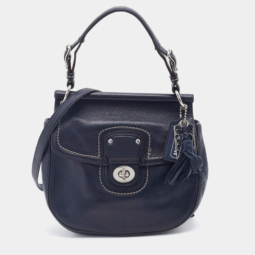 商品[二手商品] Coach|Coach Navy Blue Leather Willis Saddle Crossbody Bag,价格¥841,第1张图片