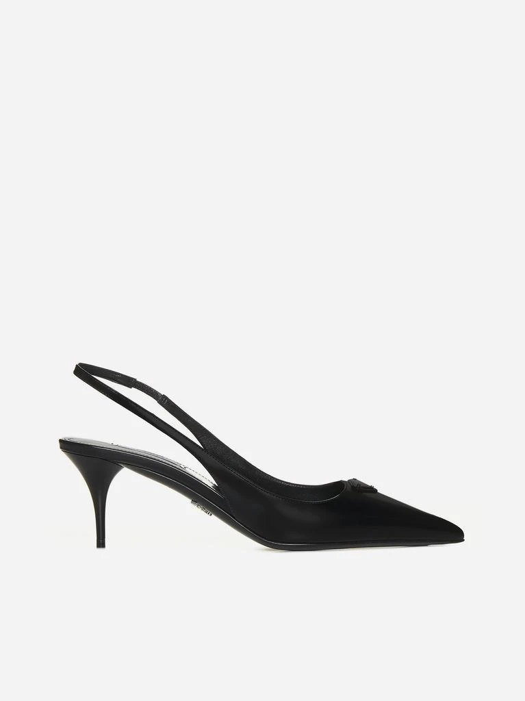 商品Prada|Logo-plaque leather slingback pumps,价格¥7230,第1张图片