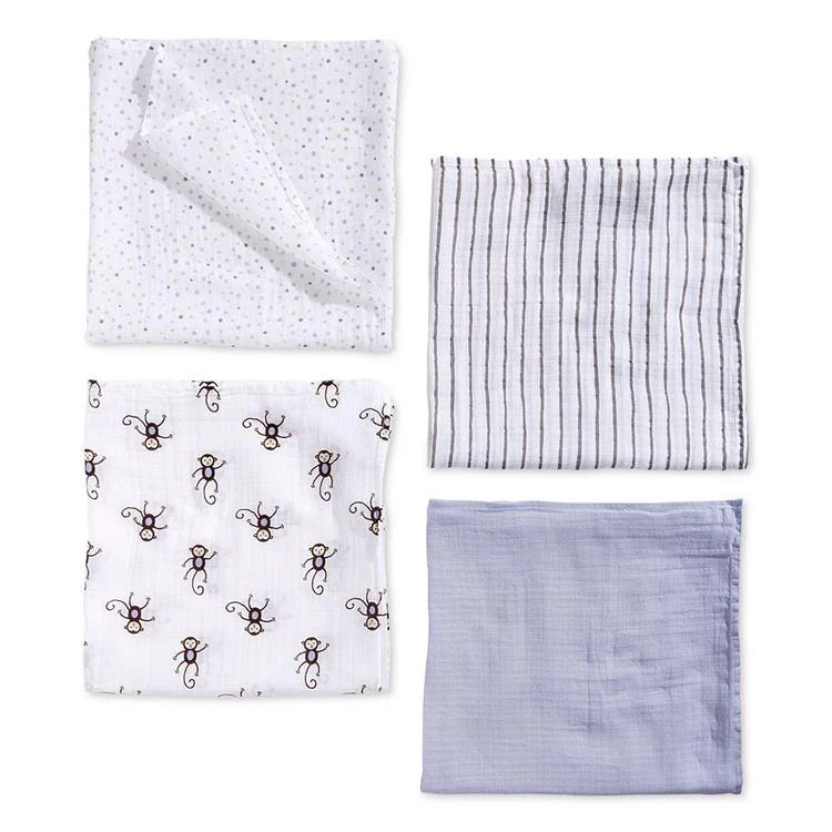 商品aden + anais|4-Pk. Cotton Monkey Swaddle Blankets, Baby Boys,价格¥210,第1张图片