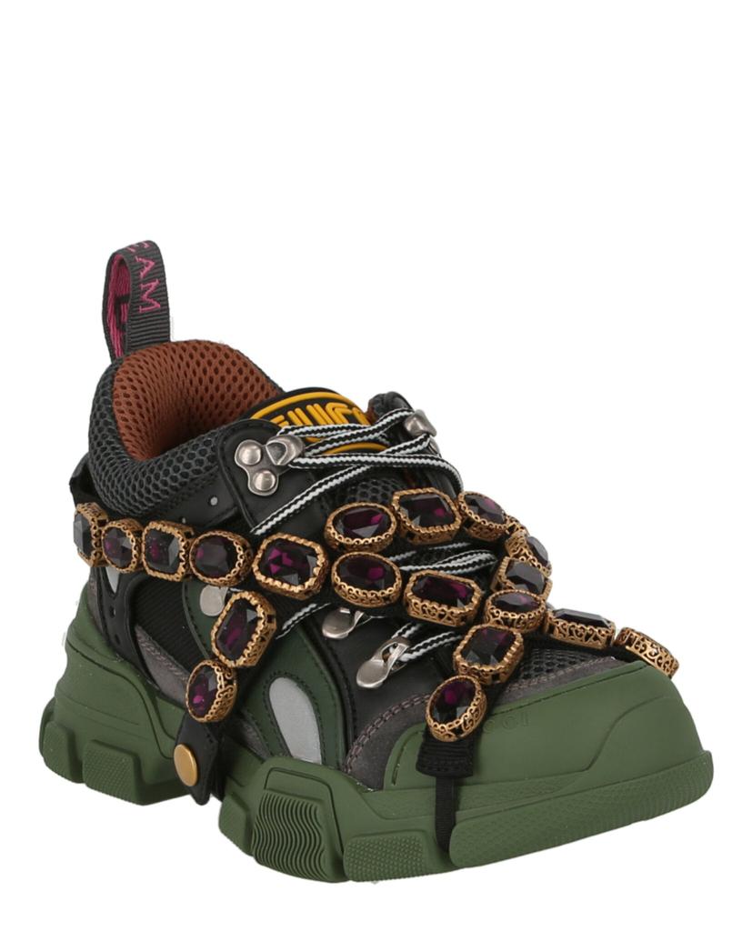 極美品　GUCCI Flashtrek スニーカー レザー ビジュー　シルバー 極美品 GUCCI Flashtrek スニーカー レザー ビジュー シルバー