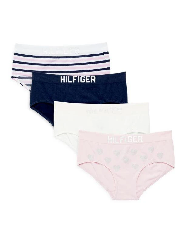 商品Tommy Hilfiger|Girl's 4-Pack Logo Hipster Briefs,价格¥72,第1张图片