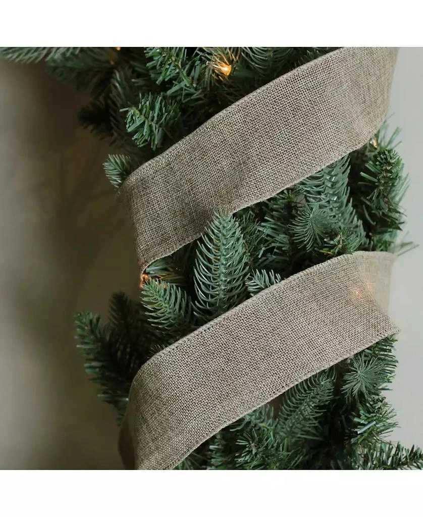 商品Northlight|Pack of 12 Faded Green and Brown Burlap Wired Christmas Craft Ribbon Spools - 2.5" x 120 Yards Total,价格¥912,第2张图片详细描述