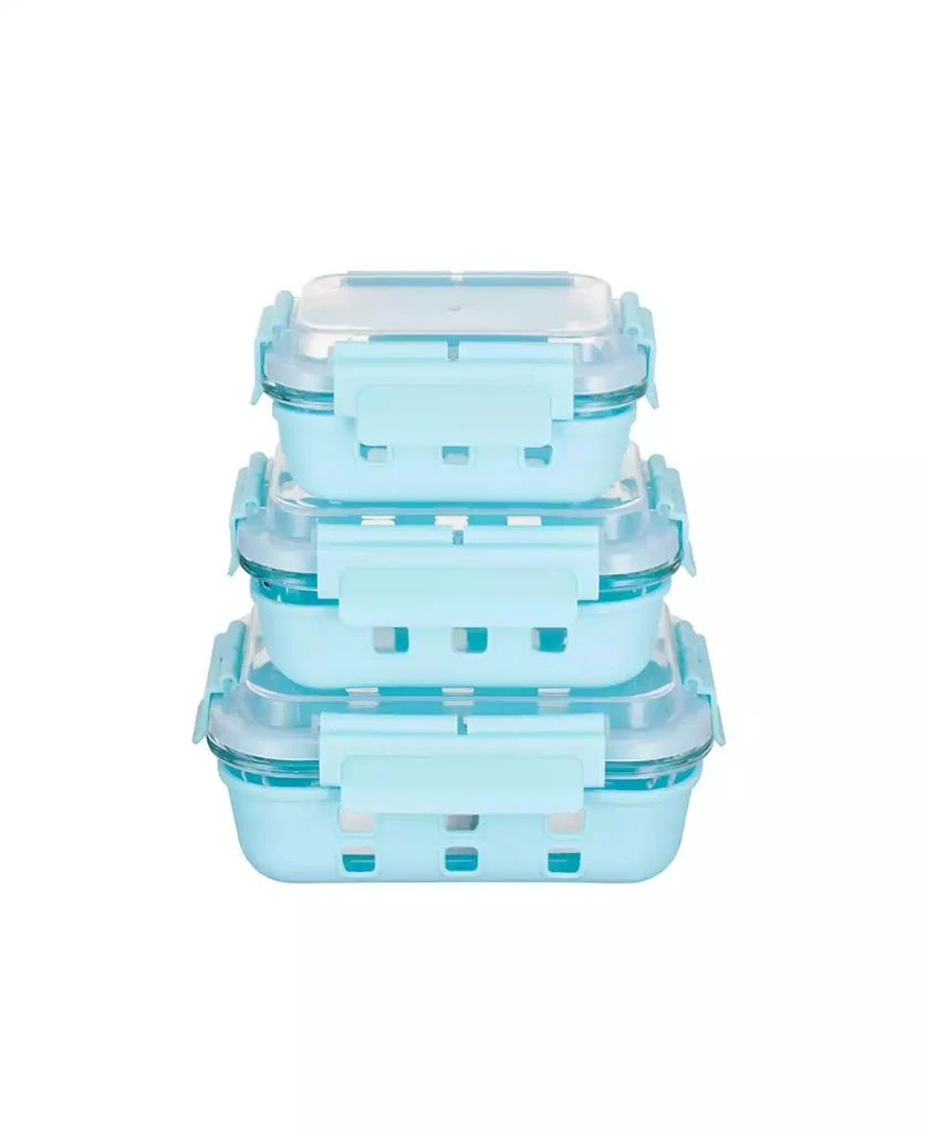 商品Genicook|3 Pc Rectangular Container Hi-Top Lids with Pro Grade Removable Lockdown Levers Silicone Sleeve Set,价格¥237,第1张图片
