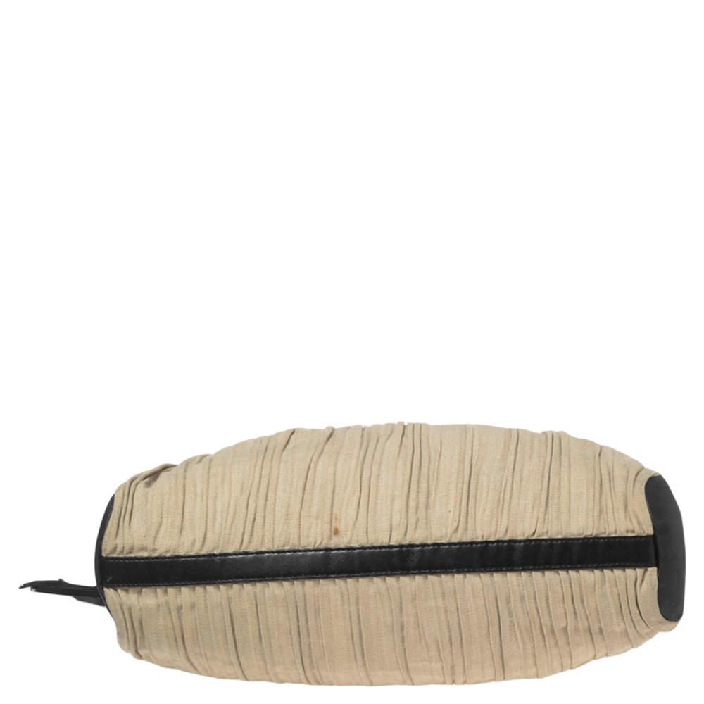 Bvlgari Black/Beige Canvas and Leather Plisse Twist Shoulder Bag商品第7张图片规格展示