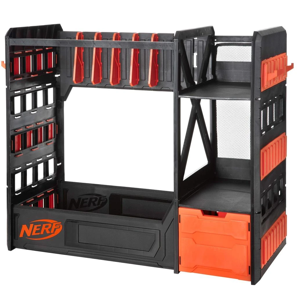 商品Nerf|NERF Elite Blaster Rack - Storage for up to Six Blasters, Including Shelving and Drawers Accessories, Orange and Black - Amazon Exclusive,价格¥424,第1张图片