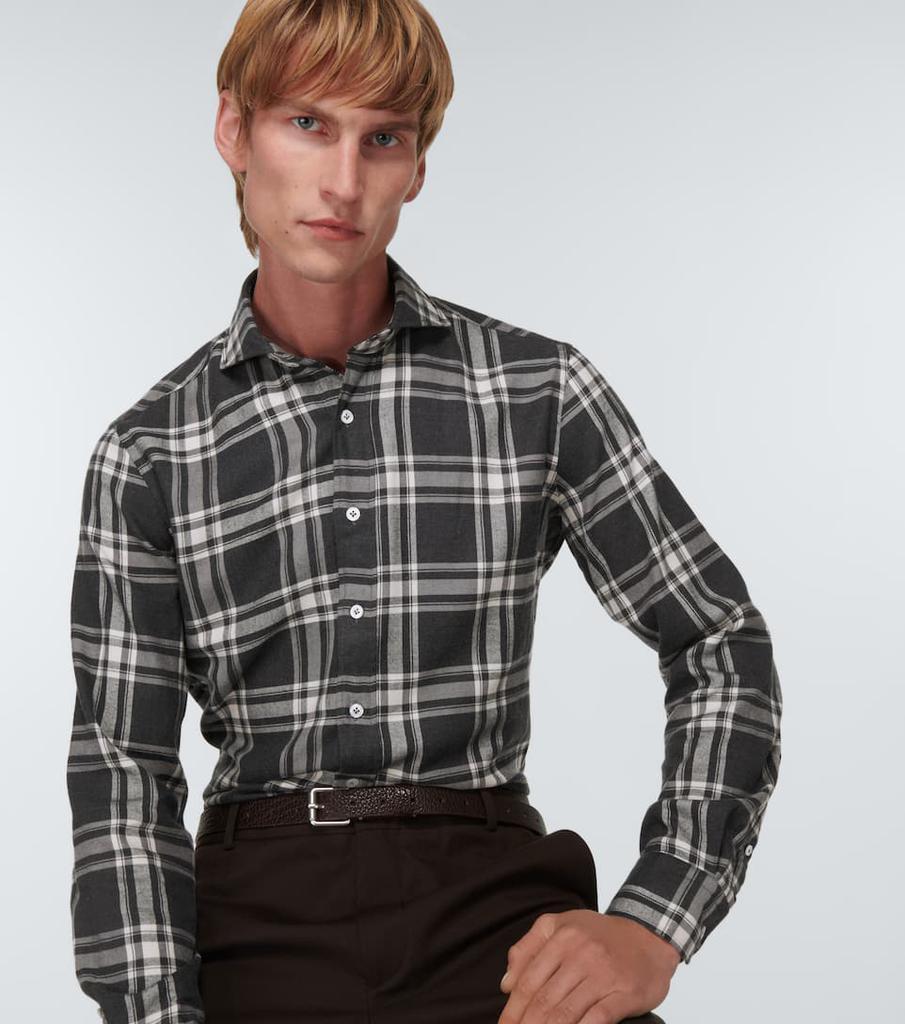 商品LARDINI|格纹棉质混纺斜纹布衬衫,价格¥1957,第7张图片详细描述