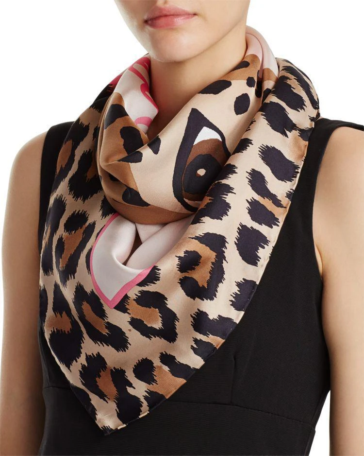 商品Kate Spade|Cheetah Silk Square Scarf,价格¥659,第1张图片