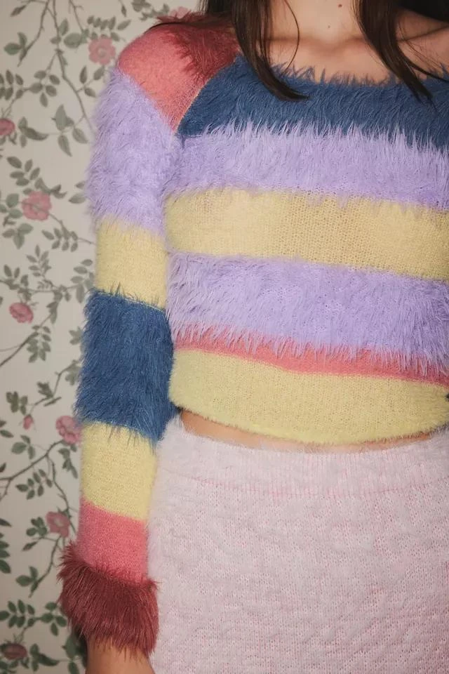商品Kimchi Blue|Kimchi Blue Chloe Stripe Eyelash Sweater,价格¥297,第3张图片详细描述