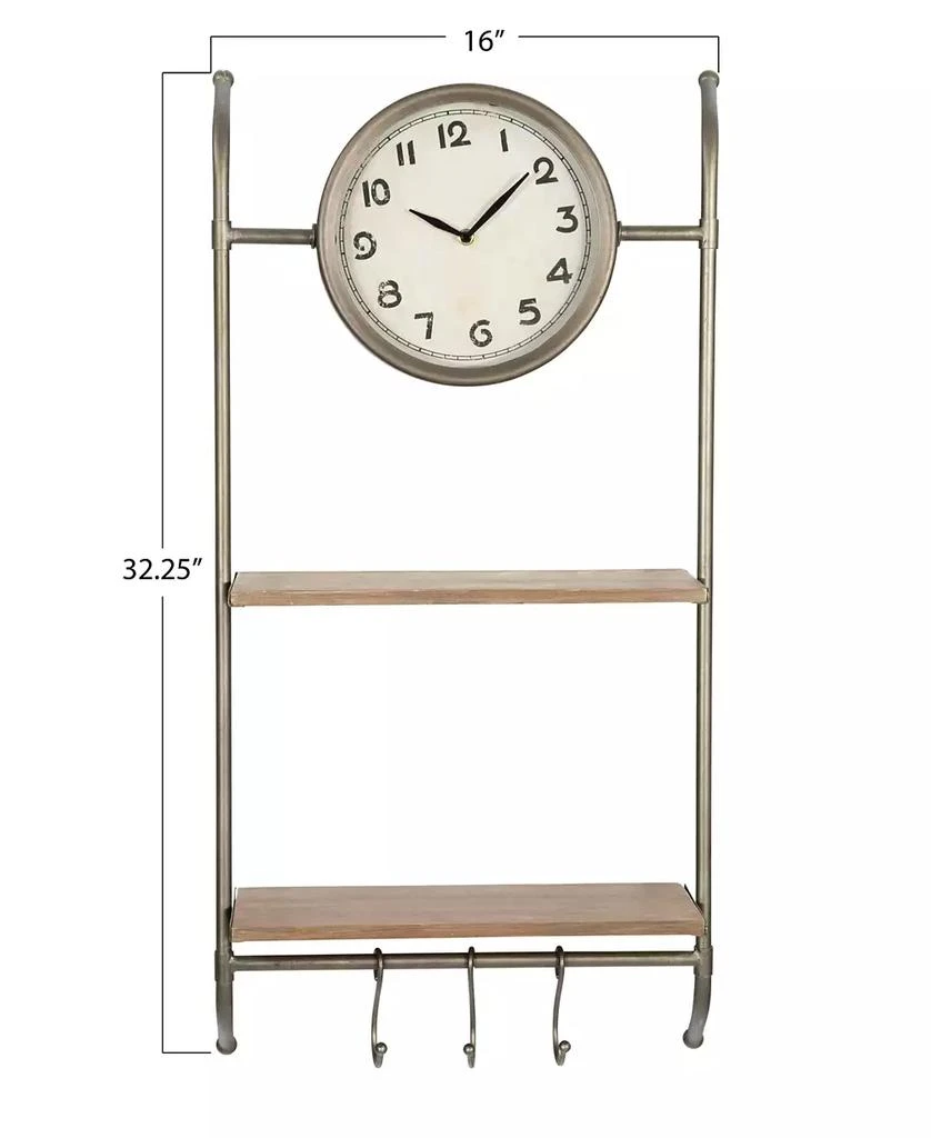 商品Storied Home|Wall Clock with Shelves and Hooks,价格¥654,第3张图片详细描述