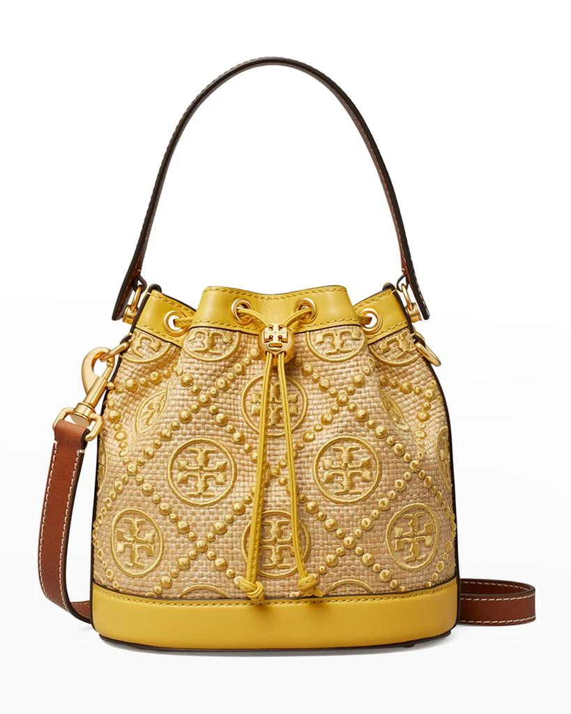 商品Tory Burch|T Monogram Straw Bucket Bag,价格¥2277,第1张图片