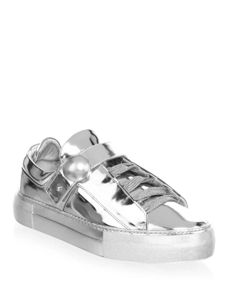 商品Nicholas Kirkwood|Nicholas Kirkwood - Pearlogy Metallic Leather Sneakers,价格¥2083,第1张图片