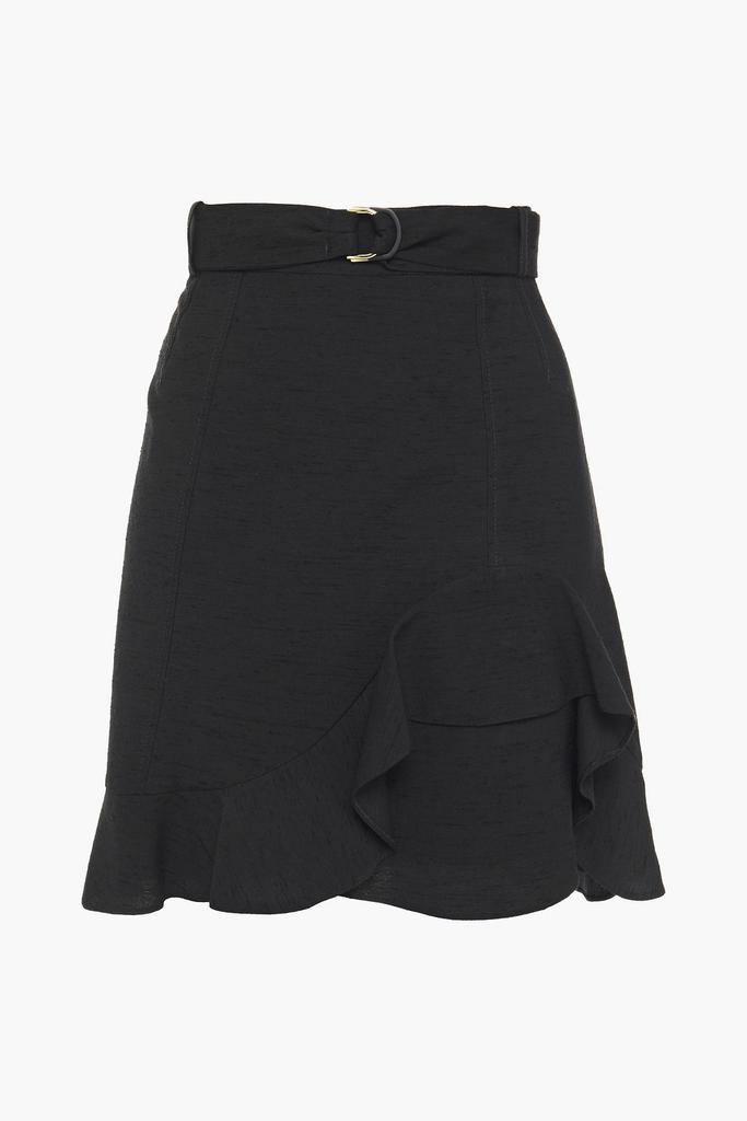 Amy belted ruffled slub woven mini skirt商品第1张图片规格展示