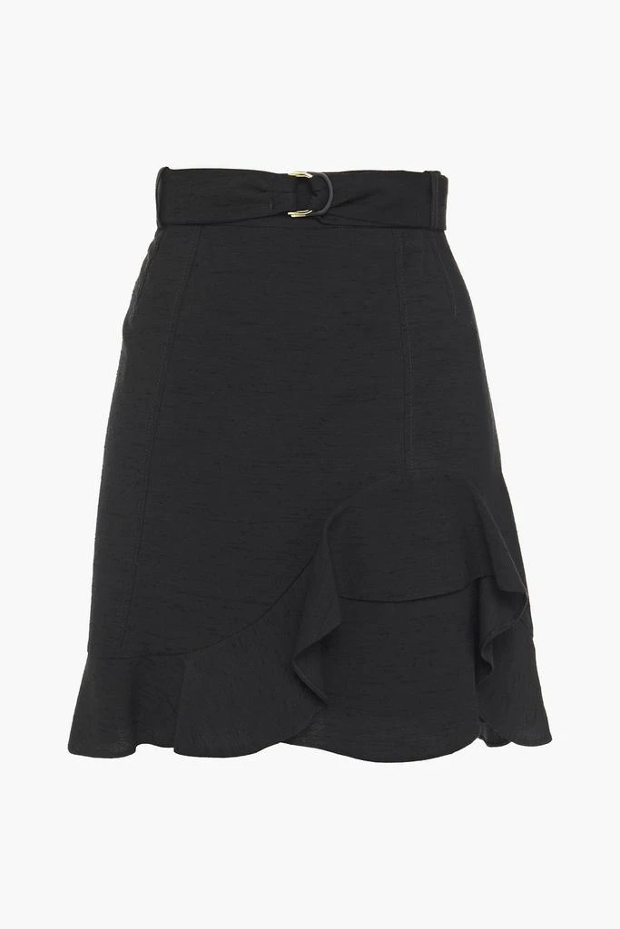 商品Sandro|Amy belted ruffled slub woven mini skirt,价格¥443,第3张图片详细描述