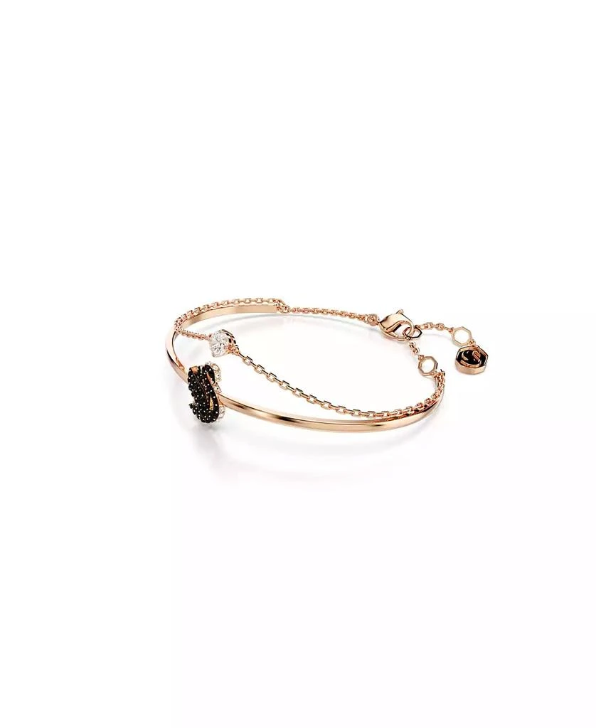 商品Swarovski|Swan, Black, Rose Gold-Tone Iconic Swan Bangle Bracelet,价格¥990,第3张图片详细描述