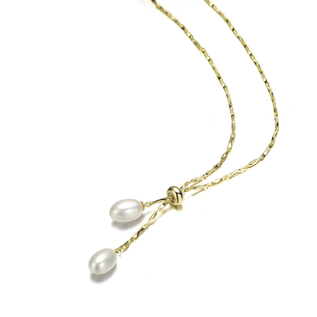 商品Rachel Glauber|14k Gold Plated Pearl And Cubic Zirconia Y Neck Necklace,价格¥262,第2张图片详细描述