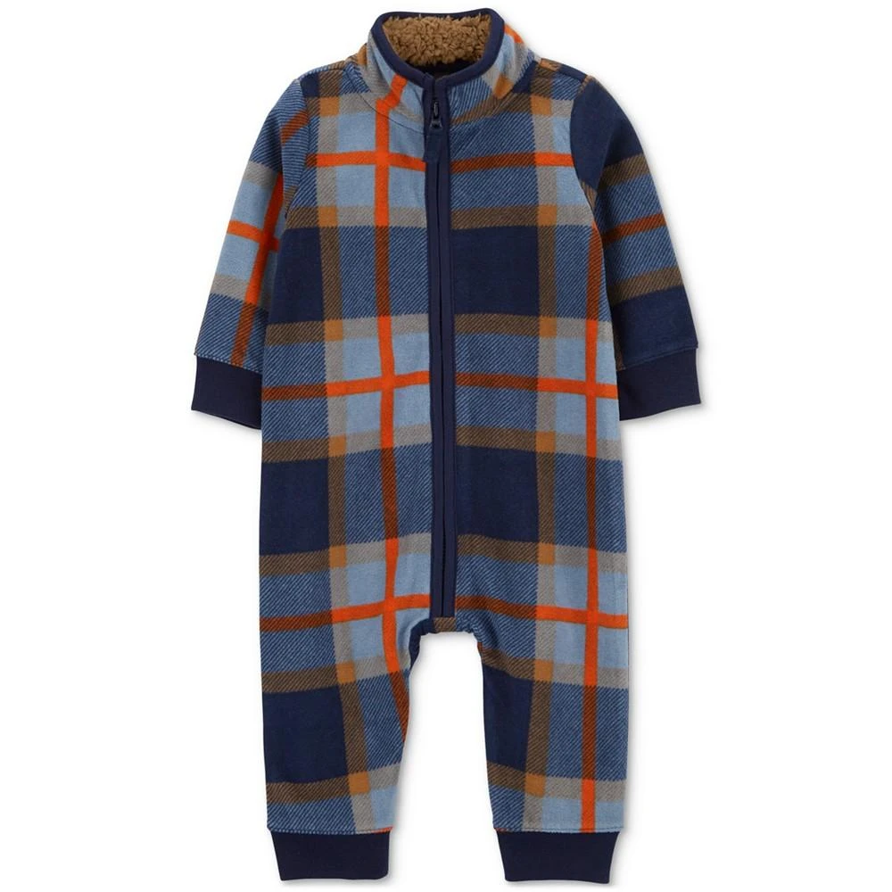 商品Carter's|Baby Boys Plaid Zip-Up Fleece Jumpsuit,价格¥181,第1张图片