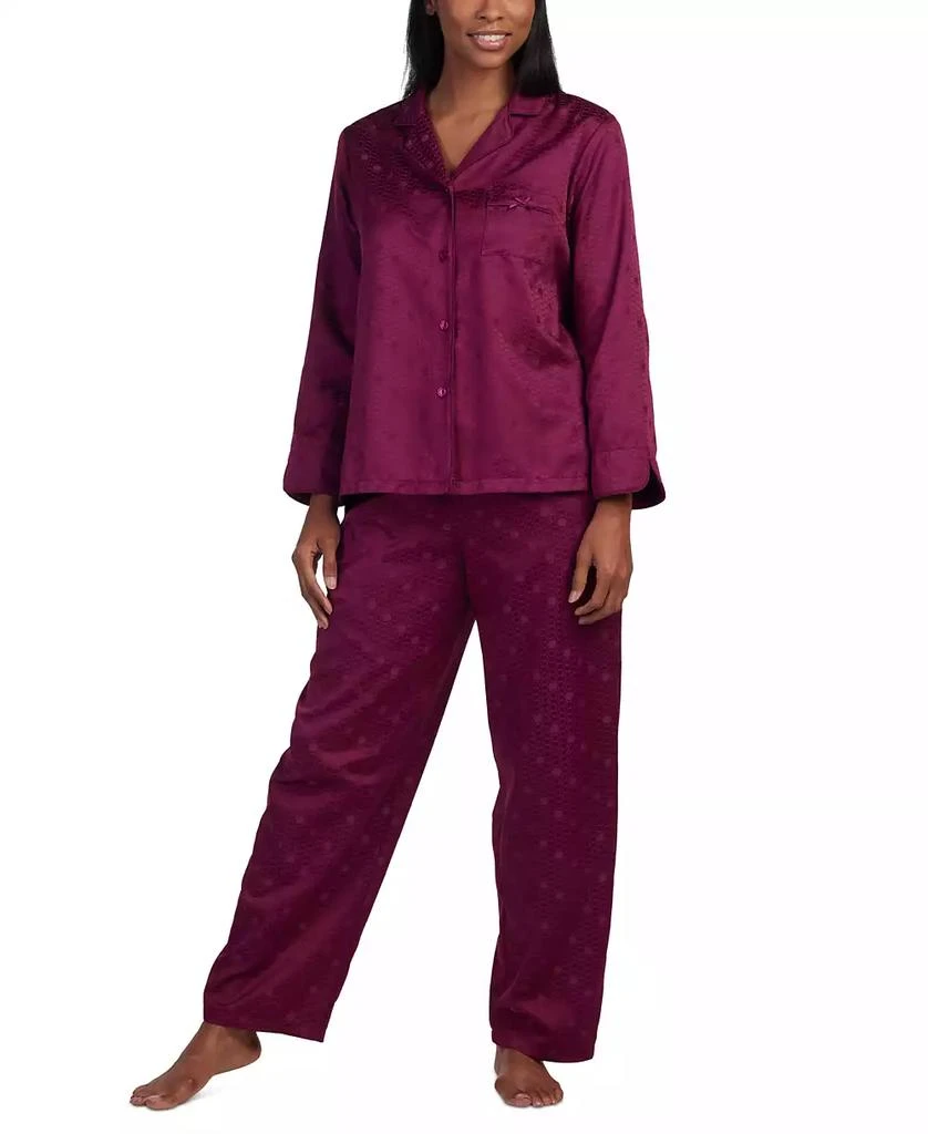 商品Miss Elaine|Petite 2-Pc. Notched-Collar Pajamas Set,价格¥240,第1张图片