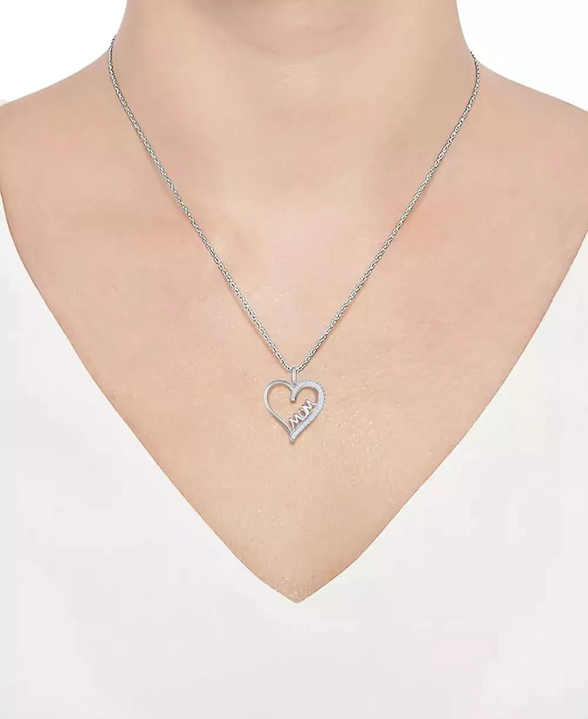 商品Macy's|Diamond Baguette MOM Heart 18" Pendant Necklace (1/5 ct. t.w.) in Sterling Silver,价格¥741,第2张图片详细描述