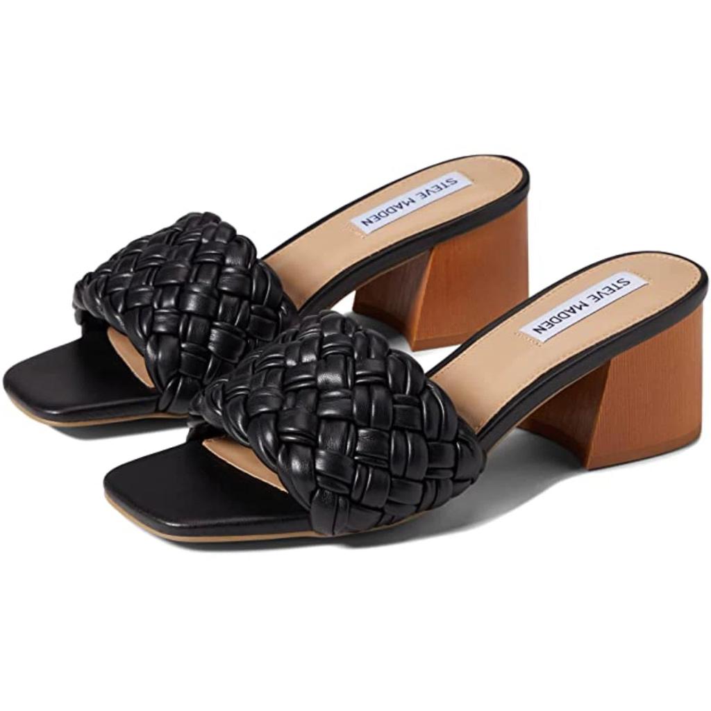 Women's  Incentive Sandals Black Braided Block Heel ZAP1259 image 2