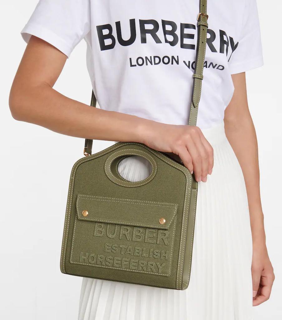 商品Burberry|Pocket Mini leather-trimmed canvas tote,价格¥8551,第4张图片详细描述