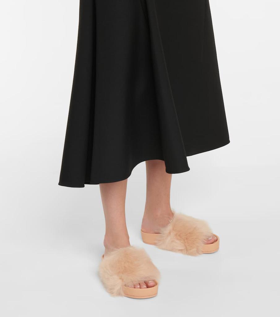 商品Jil Sander|毛皮边饰皮革凉拖鞋,价格¥2190,第6张图片详细描述